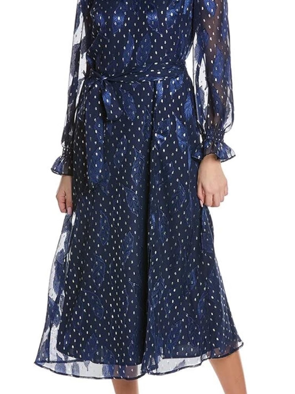 Anne Klein Navy Blue Dress with Silver Dot Accents